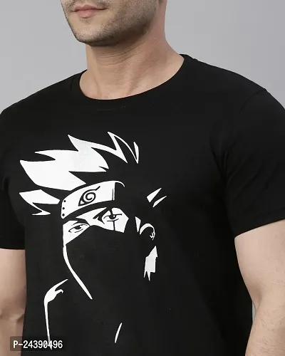 Stylish Kakashi Printed Cotton Blend T-shirt For Men-thumb3