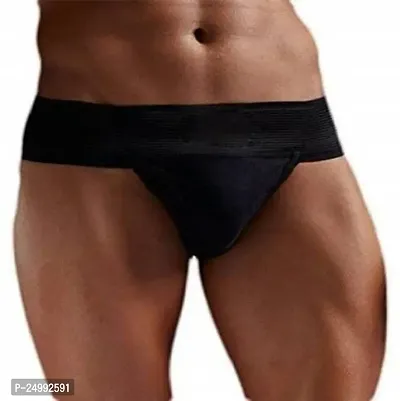 Elegant Black Cotton Solid Briefs For Men