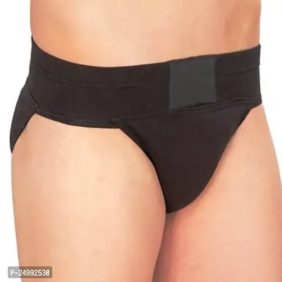 Elegant Black Cotton Solid Briefs For Men