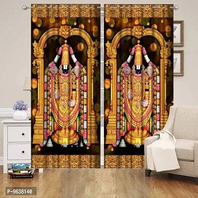 Premium 3D Digital Printed Eyelet Polyester Curtains for Pooja Ghar, Living Room etc, Size : 4x5, Pack of 1 Pcs