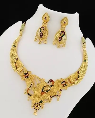 Tready Brass Golden Jewellery Set