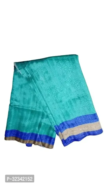 Beautiful Art Silk Blue Embroidered  Saree with Blouse piece For Women