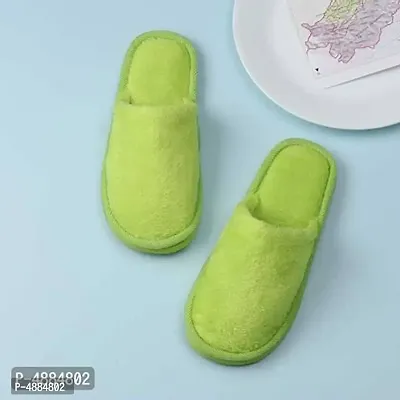 Stunning Green Fur Solid Room Slippers For Women-thumb4
