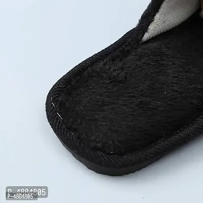 Black Fur Solid Slippers   Flip Flops For Women-thumb3