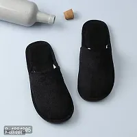 Black Fur Solid Slippers   Flip Flops For Women-thumb3