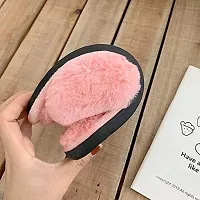 Women's Stylish  Comfy Solid Pink Fur Open-Toe Slides-thumb3