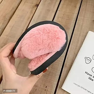 Women's Stylish  Comfy Solid Pink Fur Open-Toe Slides-thumb4