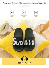 Women's Comfy Indoor Black PVC Open-Toe Slides-thumb1