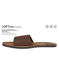 Men's Trendy Brown Synthetic Leather Open-Toe Slides-thumb2