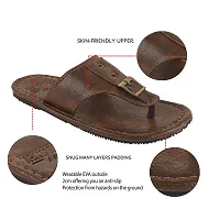 Men's Trendy Camel Synthetic Leather Open-Toe Slides-thumb1