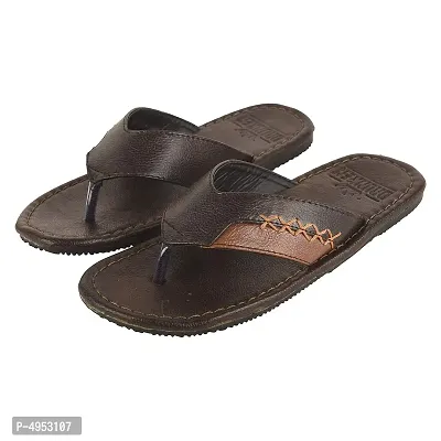 Men's Trendy Brown Synthetic Leather Open-Toe Slides-thumb5