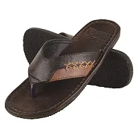 Men's Trendy Brown Synthetic Leather Open-Toe Slides-thumb3