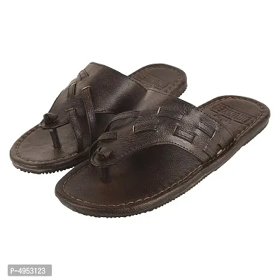 Men's Trendy Brown Synthetic Leather Open-Toe Slides-thumb5