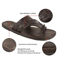 Men's Trendy Brown Synthetic Leather Open-Toe Slides-thumb1