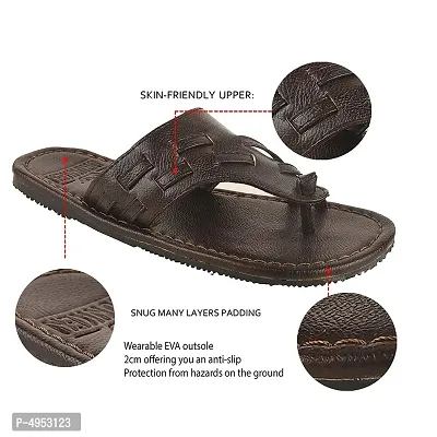 Men's Trendy Brown Synthetic Leather Open-Toe Slides-thumb2
