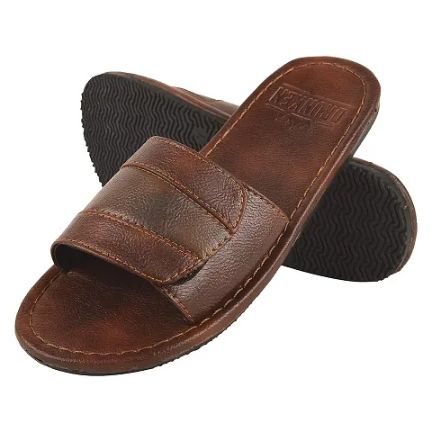 Men's Comfortable and Attractive Synthetic Leather Open-Toe Slides
