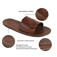 Men's Trendy Brown Synthetic Leather Open-Toe Slides-thumb1