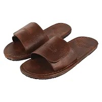 Men's Trendy Brown Synthetic Leather Open-Toe Slides-thumb4