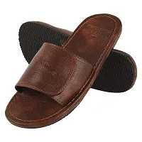 Men's Trendy Brown Synthetic Leather Open-Toe Slides-thumb3