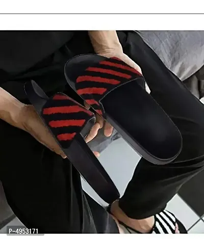 Men's Trendy Red PVC Open-Toe Slides-thumb2