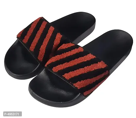 Men's Trendy Red PVC Open-Toe Slides-thumb0