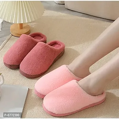 Stylish Pink Fur Slippers For Women-thumb2