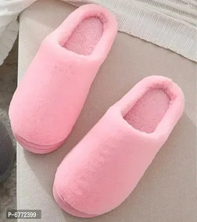 Stylish Pink Fur Slippers For Women-thumb0