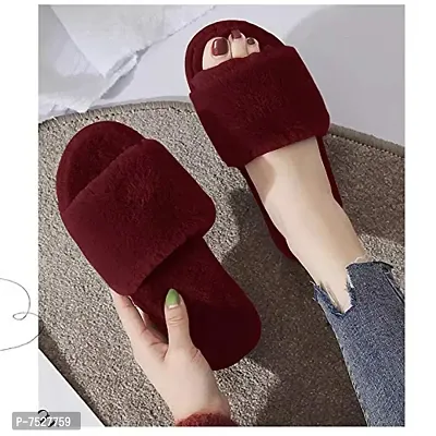 ILU Slipper For Women's Flip Flops Fur Winter Fashion House Slides Home Indoor Outdoor Sandals-thumb3