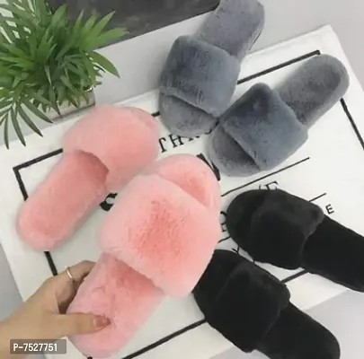 ILU Slipper For Women's Flip Flops Fur Winter Fashion House Slides Home Indoor Outdoor Sandals-thumb5