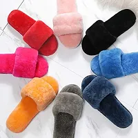 ILU Slipper For Women's Flip Flops Fur Winter Fashion House Slides Home Indoor Outdoor Sandals-thumb1