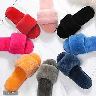 ILU Slipper For Women's Flip Flops Fur Winter Fashion House Slides Home Indoor Outdoor Sandals-thumb2