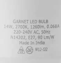 wipro 14W e27 LED Bulb, Pack of 2 (Garnet)-thumb1