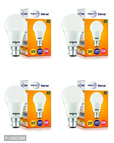 wipro Wipro Polycarbonate Garnet Base B22D 9-Watt Led Bulb (Pack of 4, Warm White)-thumb0