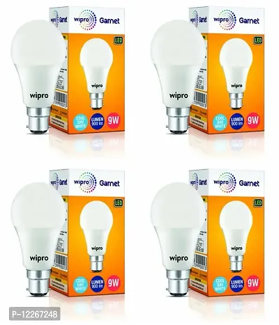 wipro Garnet Base B22 9-Watt LED Bulb (Cool Day Light) - Pack of 4-thumb0