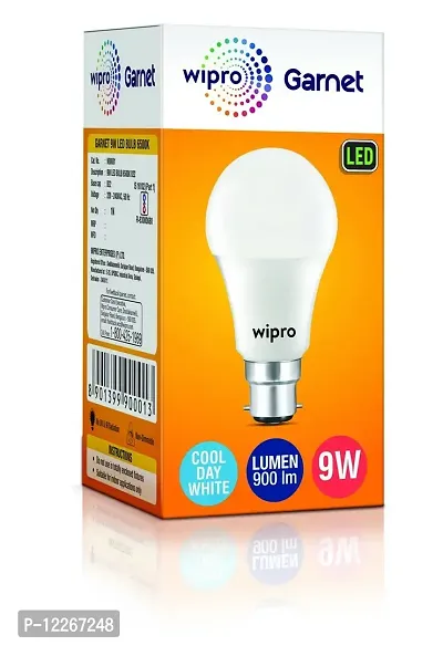 wipro Garnet Base B22 9-Watt LED Bulb (Cool Day Light) - Pack of 4-thumb2