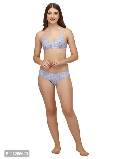 AELEXA ENTERPRISE Women's Pack of 1 Full Comfortable Cotton Blend Chami Bra Panty Set