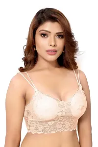 AELEXA ENTERPRISE Women's Net Full Comfortable Free Size Lightly Padded Chami Bra for Everyday Wear (Cream) - 339-thumb1