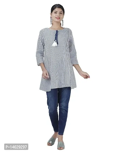 MOJJOLIYA Women's Cotton Casual Wear Printed Regular Fit Short Kurti/Tunic/Top for Girls-thumb0