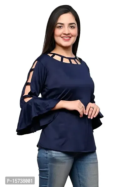 Madhav Enterprises Girls Top Poly Cotton Casual Top Girls Dress Girls Top for Regular Occasion Wear (15 Years ? 16 Years) Blue-thumb0