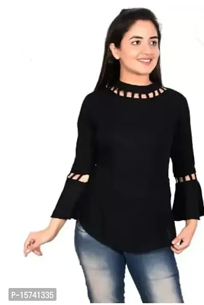 Madhav Enterprises Girls Casual Cotton Blend Top (Black, Pack of 1-15-16 Years)