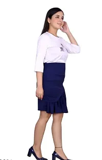 Girls Skirt with Printed Tshirt (12-13 Year) White Blue-thumb1