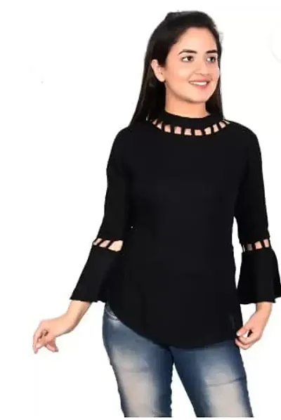 Madhav Enterprises Girls Casual Blend Top (Black, Pack of 1-11-12 Years)