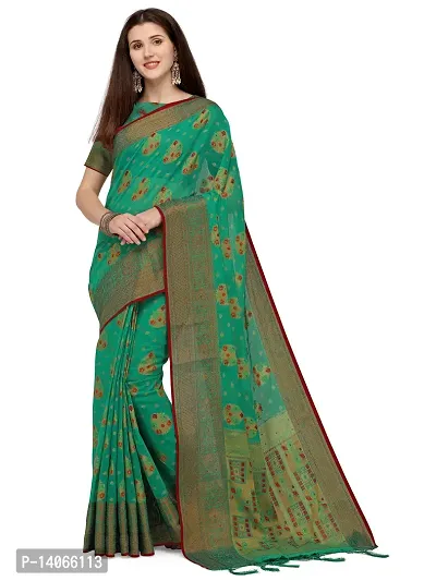 Party Wear Teal Green Colour Banarasi Silk Embelished Work Festival Saree-thumb0