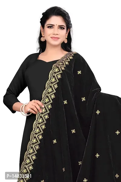 SALWAT Black Color Velvet Dupatta-thumb2