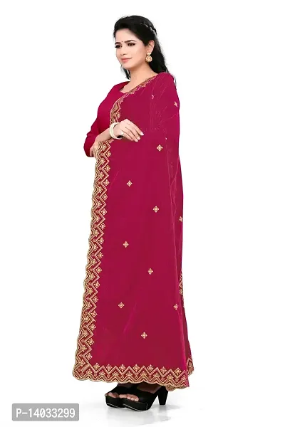 SALWAT Pink Color Velvet Dupatta-thumb3