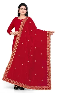 SALWAT Red Color Velvet Dupatta-thumb1