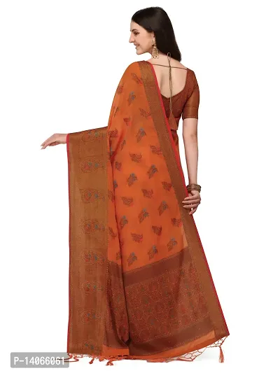 Party Wear Orange Colour Banarasi Silk Madhubani Work Festival Saree-thumb3