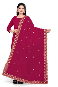 SALWAT Pink Color Velvet Dupatta-thumb1