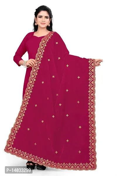 SALWAT Pink Color Velvet Dupatta-thumb2