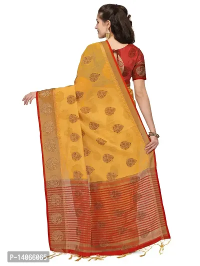 Party Wear Merigold Colour Banarasi Silk Madhubani Work Festival Saree-thumb3